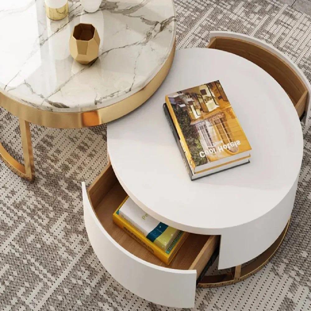 Modern Round Coffee Table with Storage Lift