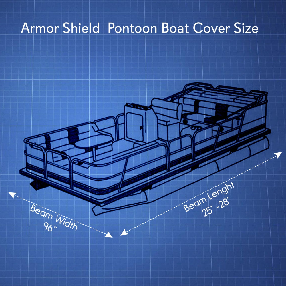 Armor Shield Trailer Guard Pontoon Marine Boat Cover 25'-28'L Beam Width to 96'' 