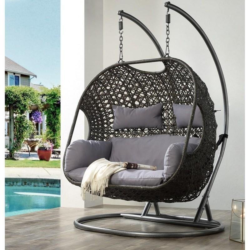 2022 Patio Wicker Swing Chair With Stand Rain Cover Included - Wayfair