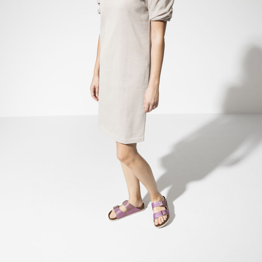 Arizona Suede Leather Washed Metallic Pink