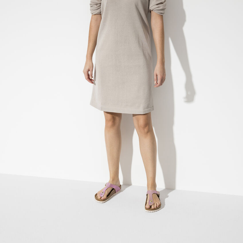 Gizeh Suede Leather Washed Metallic Pink