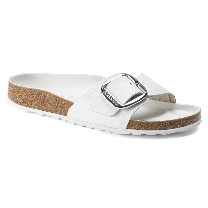 Madrid Big Buckle Natural Leather White
