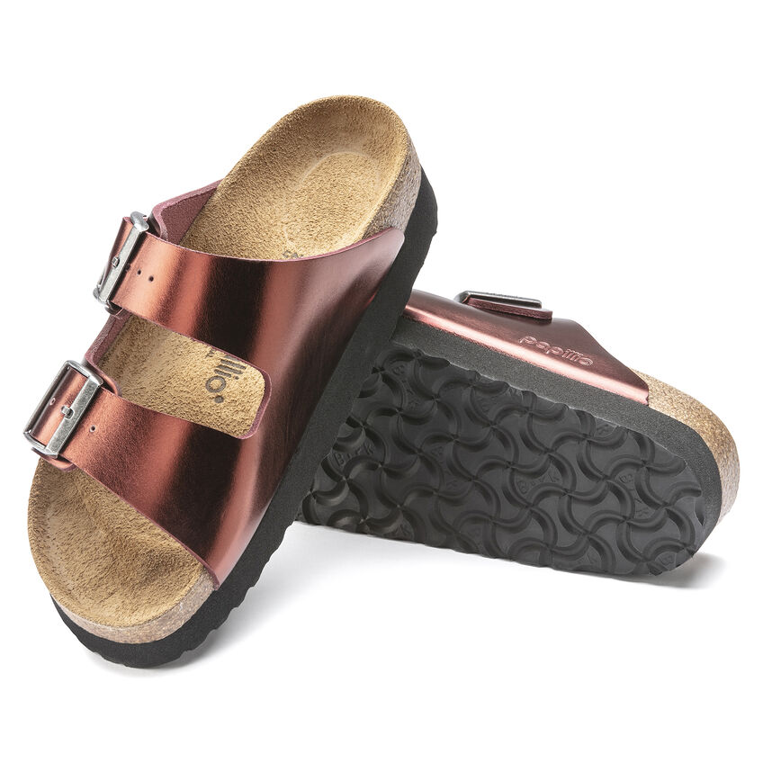 Arizona Platform Natural Leather Metallic Dark Tourmaline