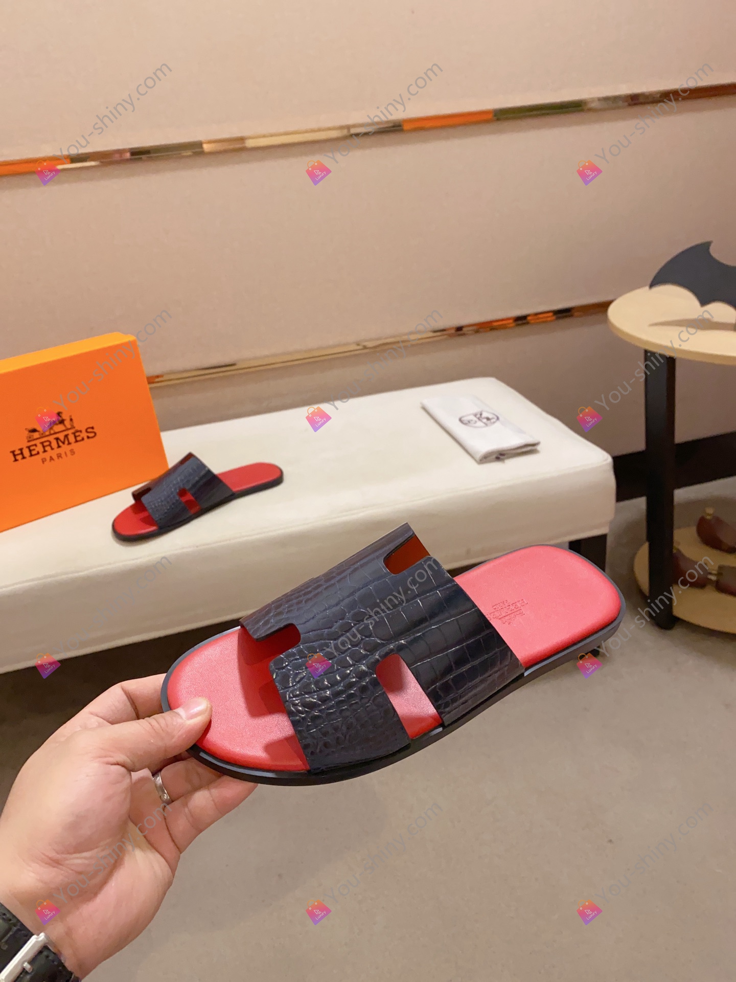 Hermes slippers You Shiny