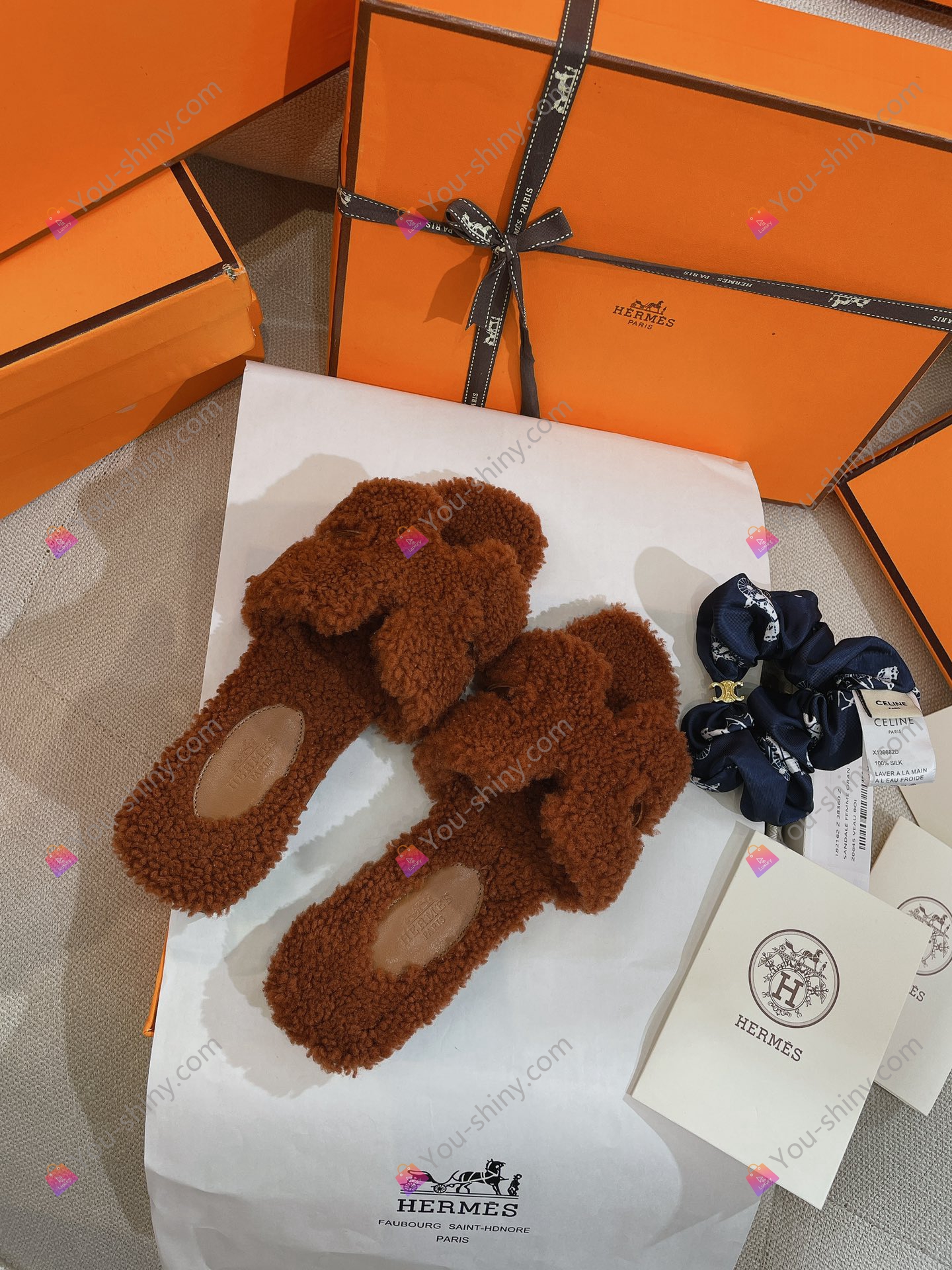 Hermes slippers You Shiny