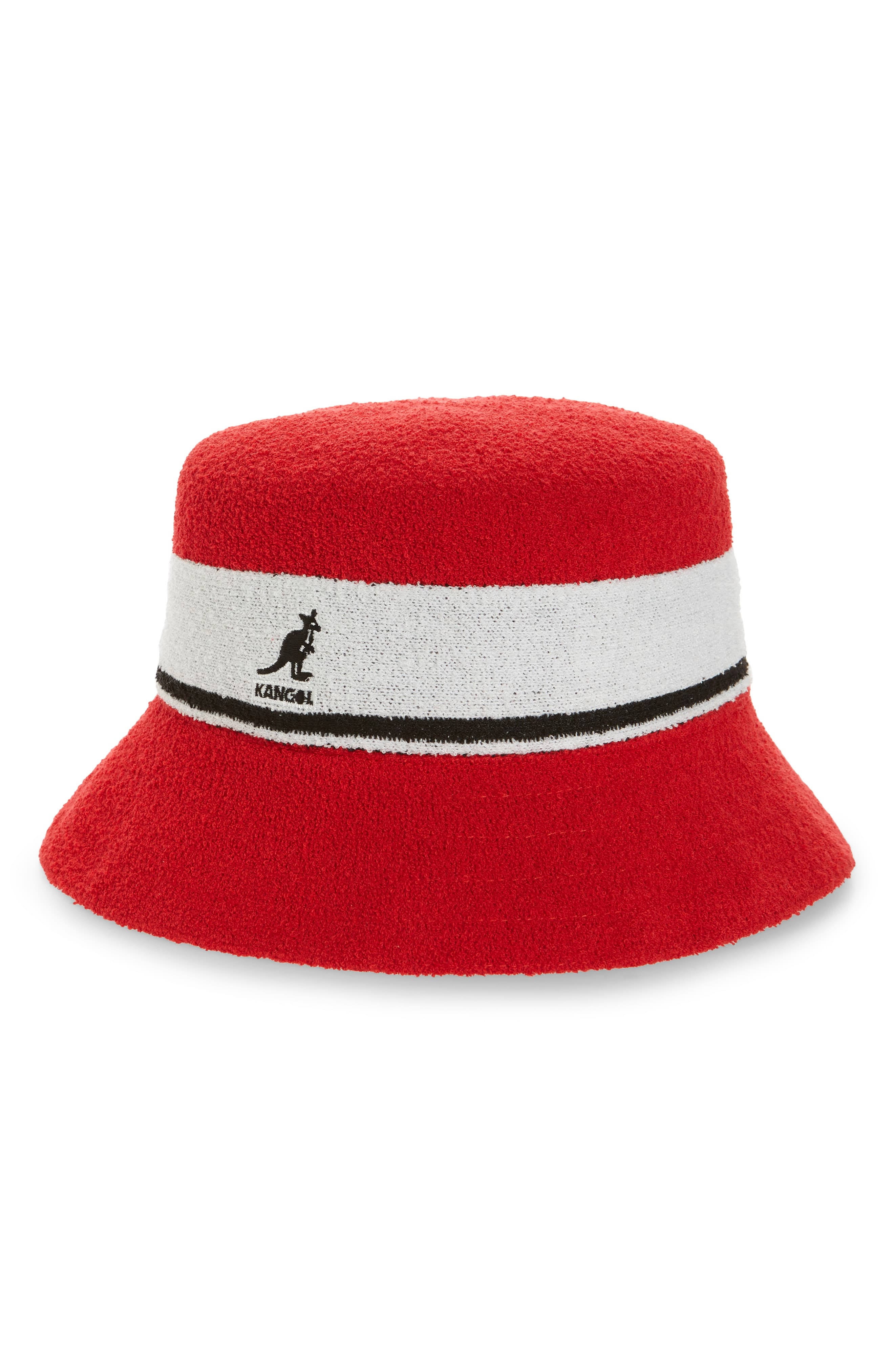 Kangol Bermuda Stripe Bucket Hat - Red 