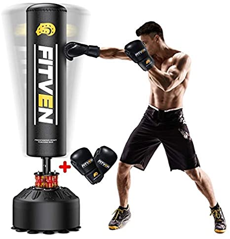 PaulGolf Freestanding Punching Bag with Suction Cup Adjustable Height Punching Ball Stand Upgraded Reflex Bag Speed Punching Bag for Youths & Adults & Kids 