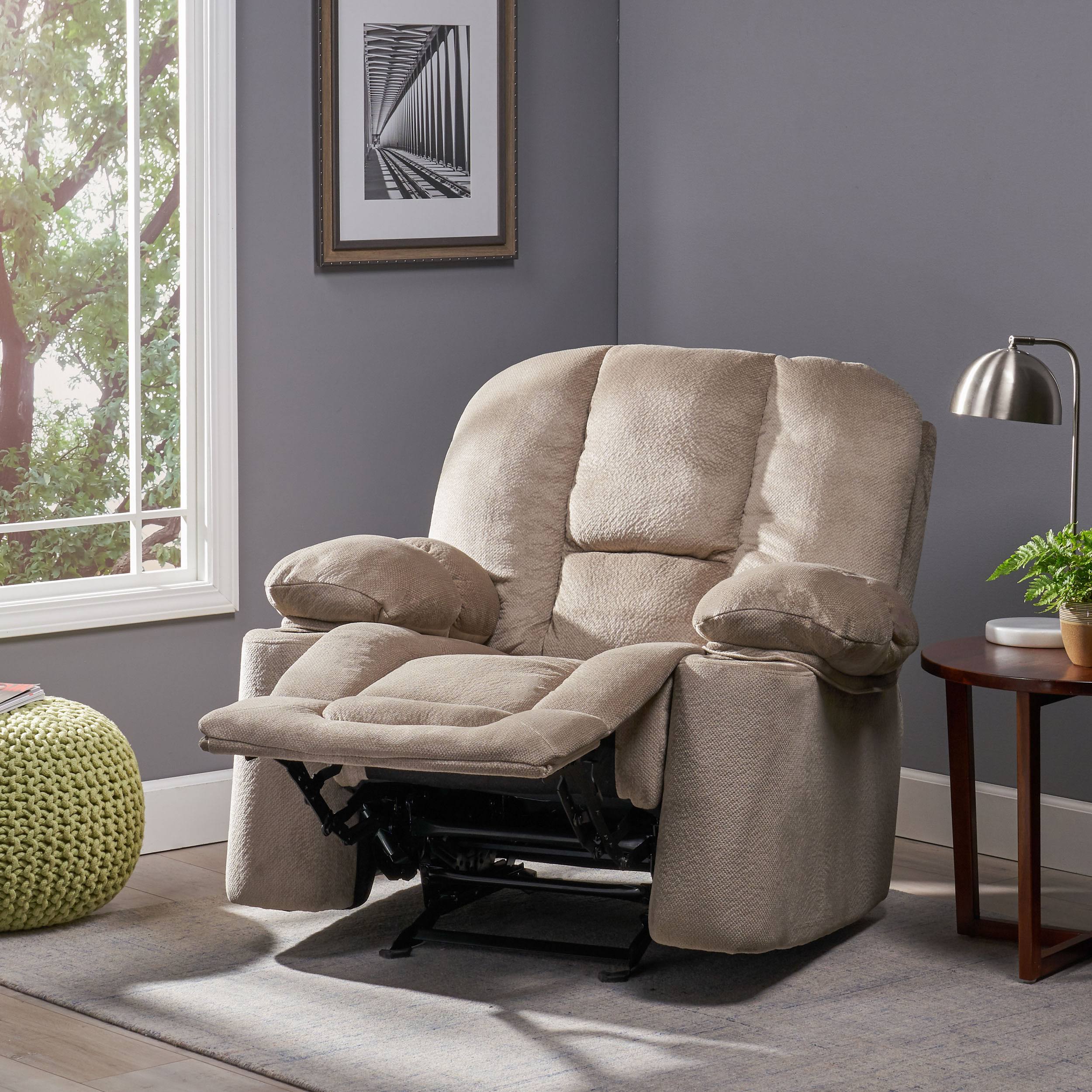 Raymond Fabric Glider Recliner Club Chair Chocolate Brown The