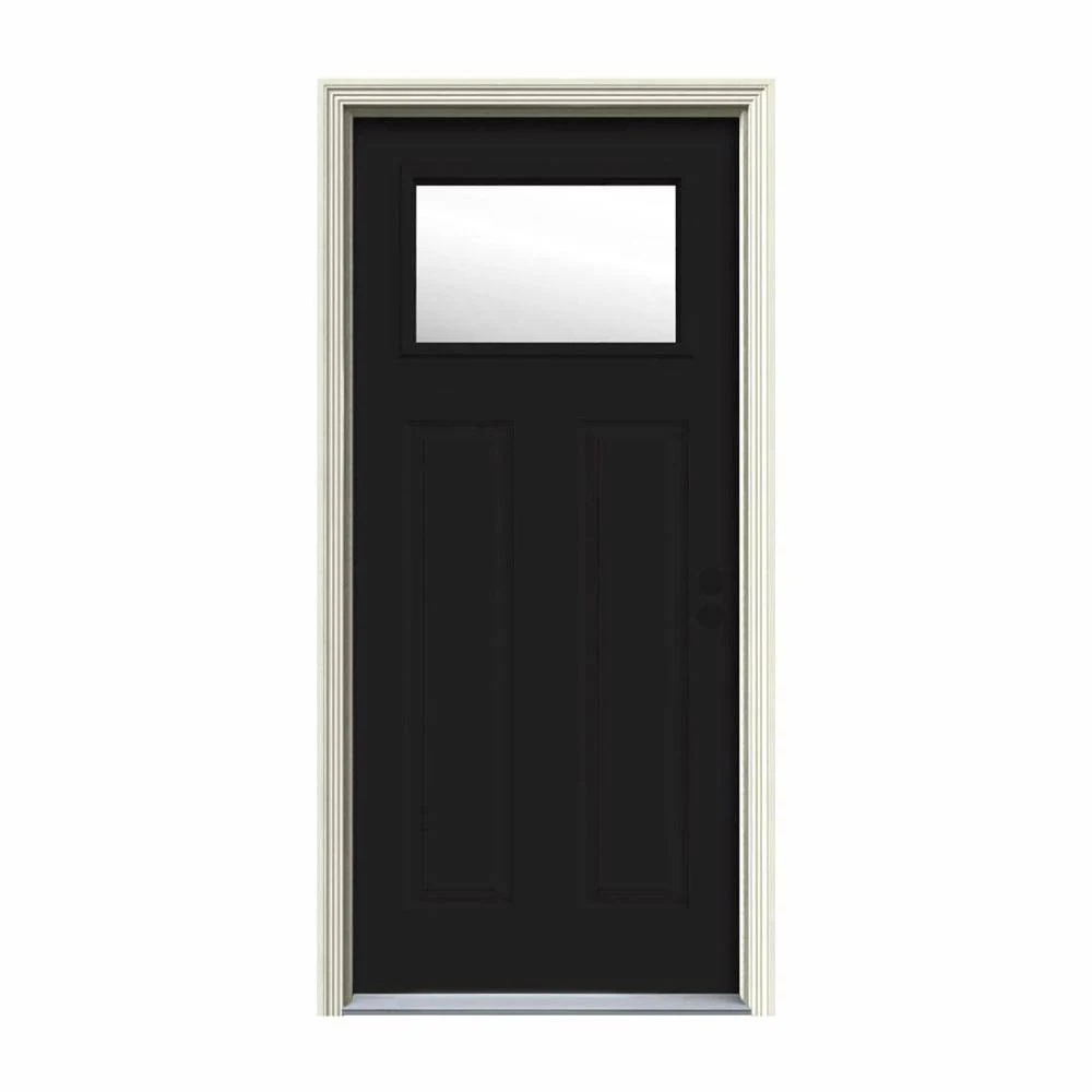 Jeld Wen 30 In X 80 In 1 Lite Craftsman Black Painted Steel Prehung