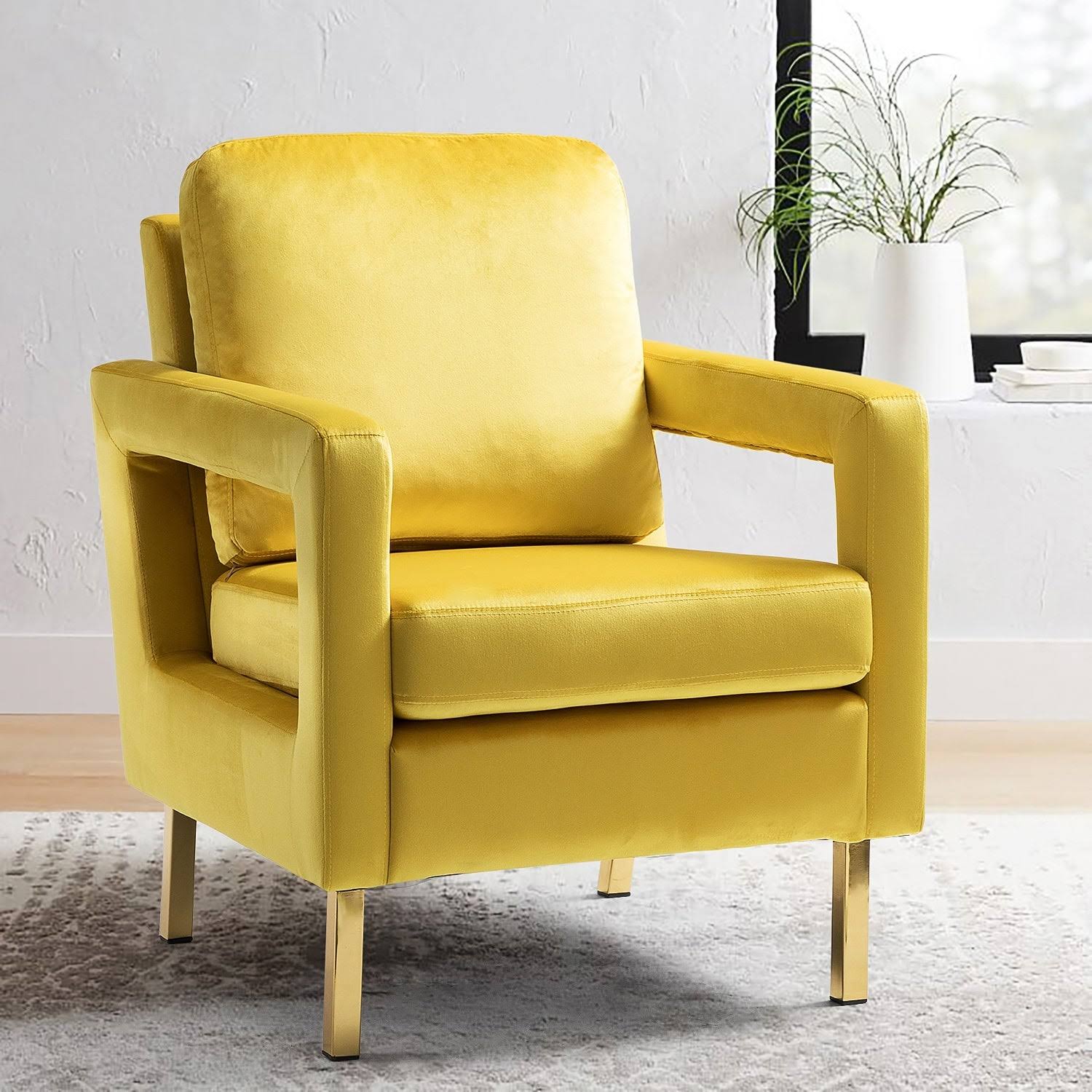 Jayden Creation Anika Yellow Gold Legs Armchair - WXF-02