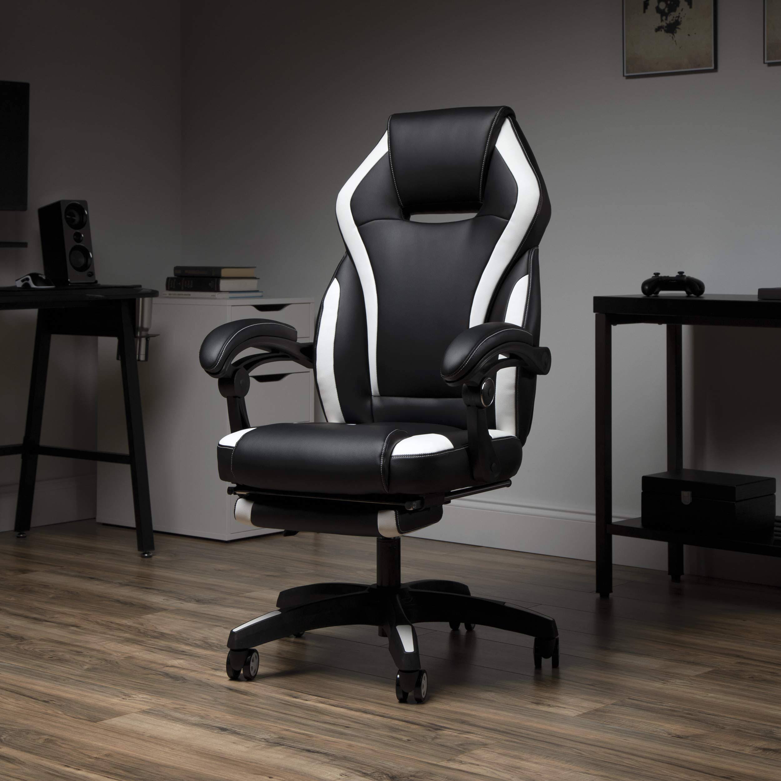 Ofm Ess Collection Reclining Gaming Chair with Footrest, Bonded Leather ...