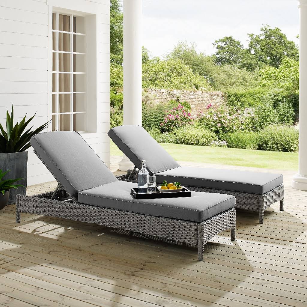Crosley Bradenton Outdoor Wicker Chaise Lounge Gray WXF02