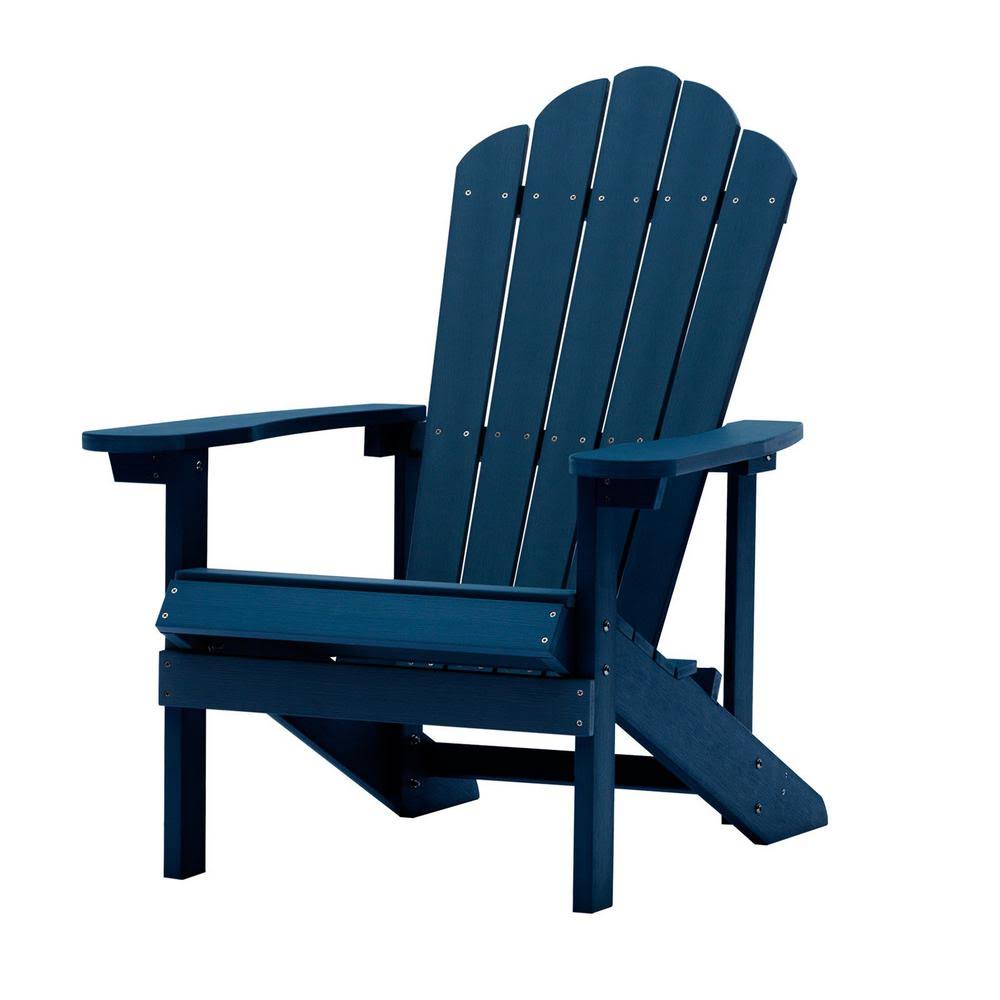 Kadehome Navy Blue Outdoor Patio Reclining Slat Polyethylene Plastic