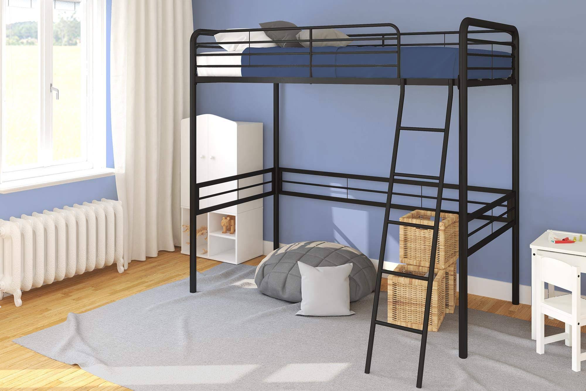 DHP Metal Twin Loft Bed Black - WXF-02