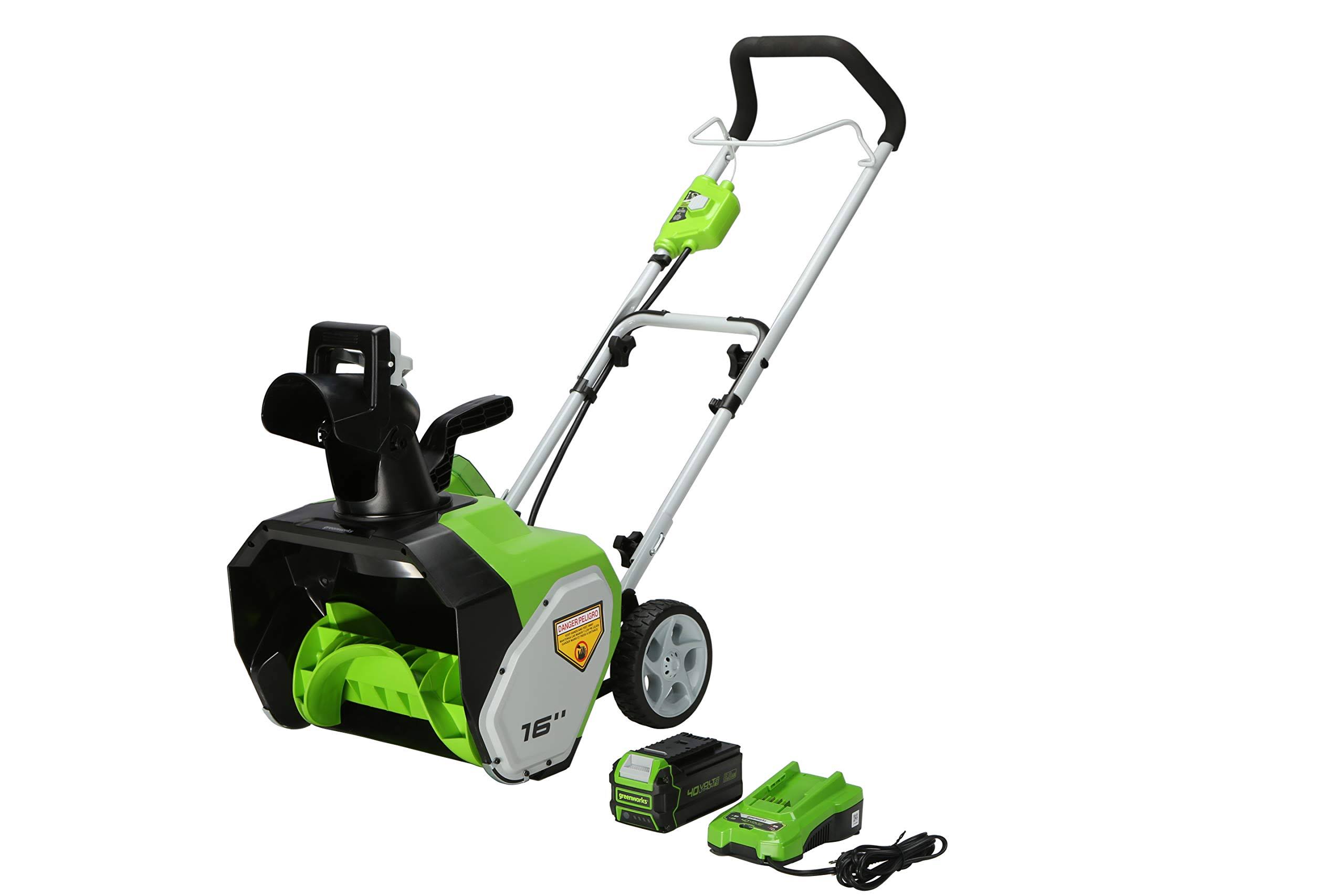 Greenworks 16inch 40V Cordless Snow Thrower, 4Ah Battery and Charger