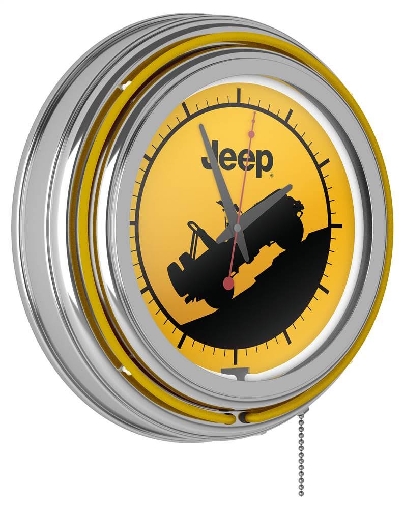 Trademark Global Neon Wall ClockJeep Yellow Silhouette Double Rung