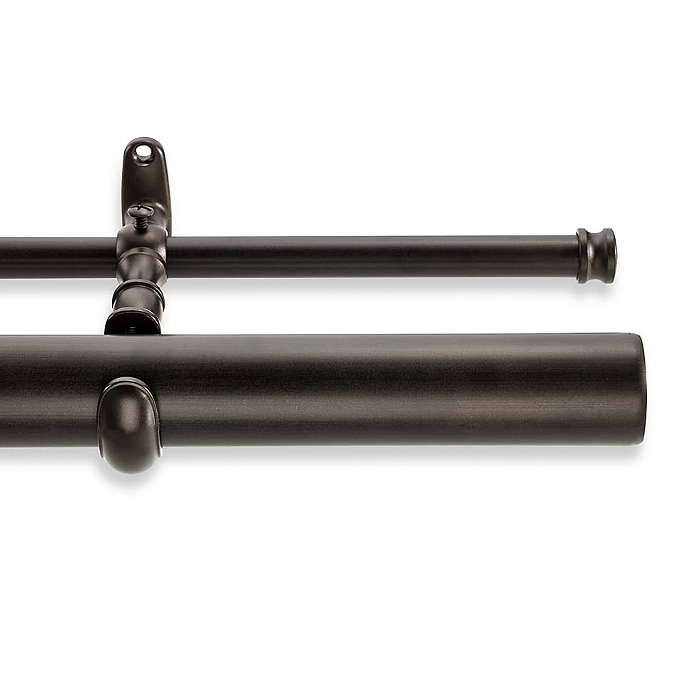 Cambria Estate 42x22 Double Curtain Rod in Matte Brown WXF02