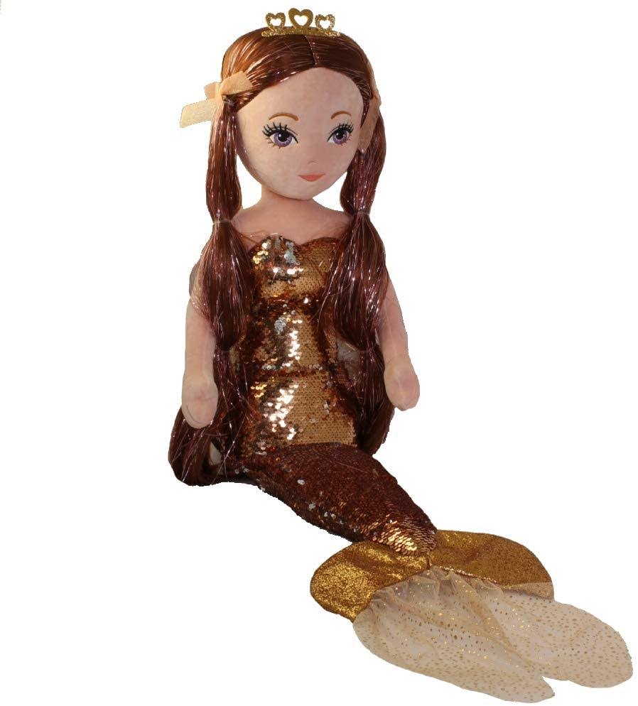 Ty Sea Sequins Plüsch Meerjungfrau 'Platinium' - 50 Cm, Mit Abnehmbaren Haarschmuck