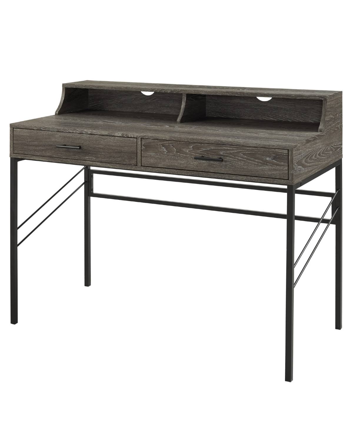 2 Drawer Desk with Hutch Gray WXF02