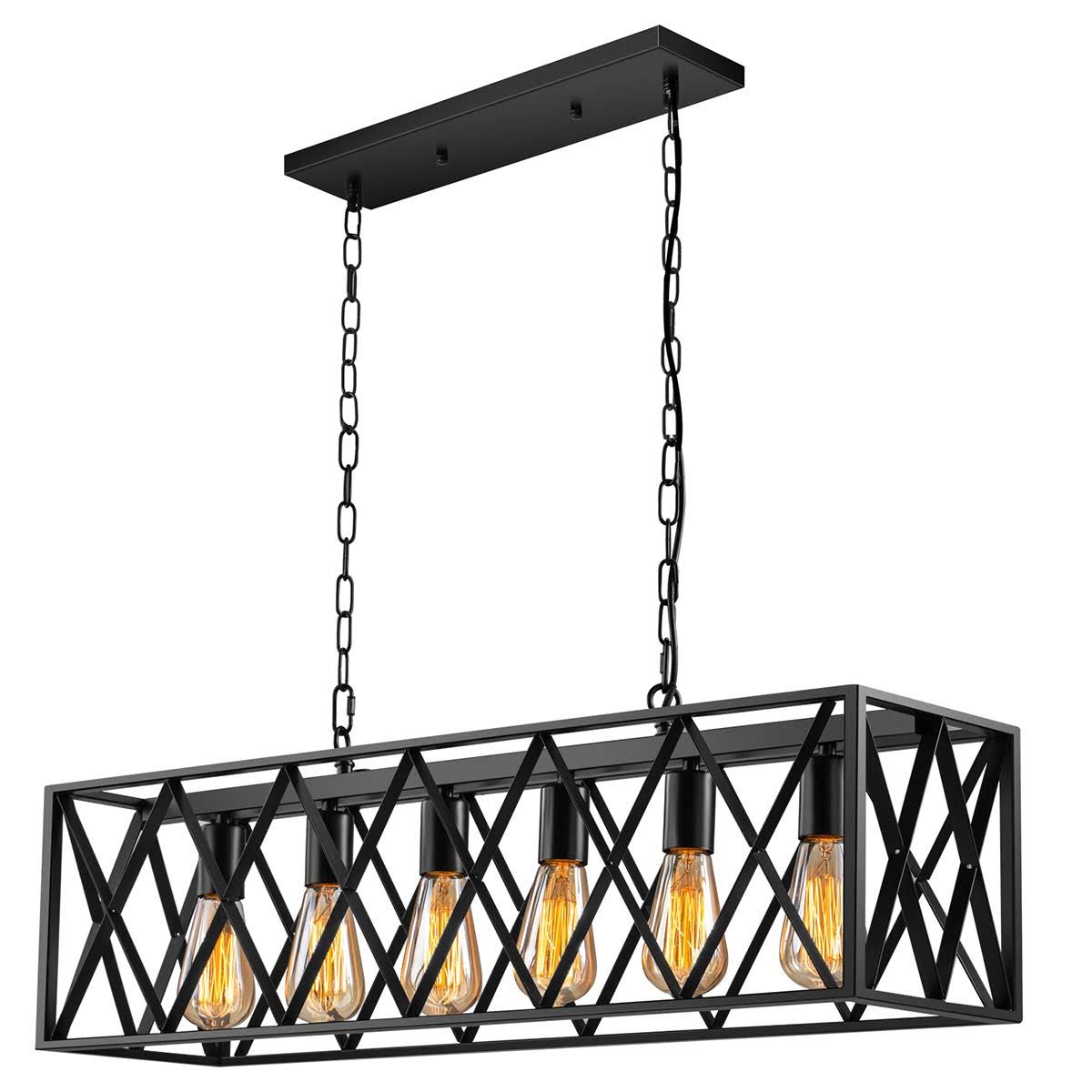 Industrial Kitchen Island Pendant Lighting, Pynsseu Rectangular Vintage