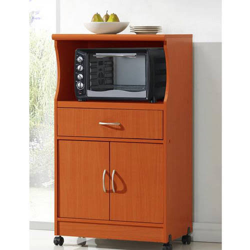 Hodedah Microwave Kitchen Cart, Cherry WXF02