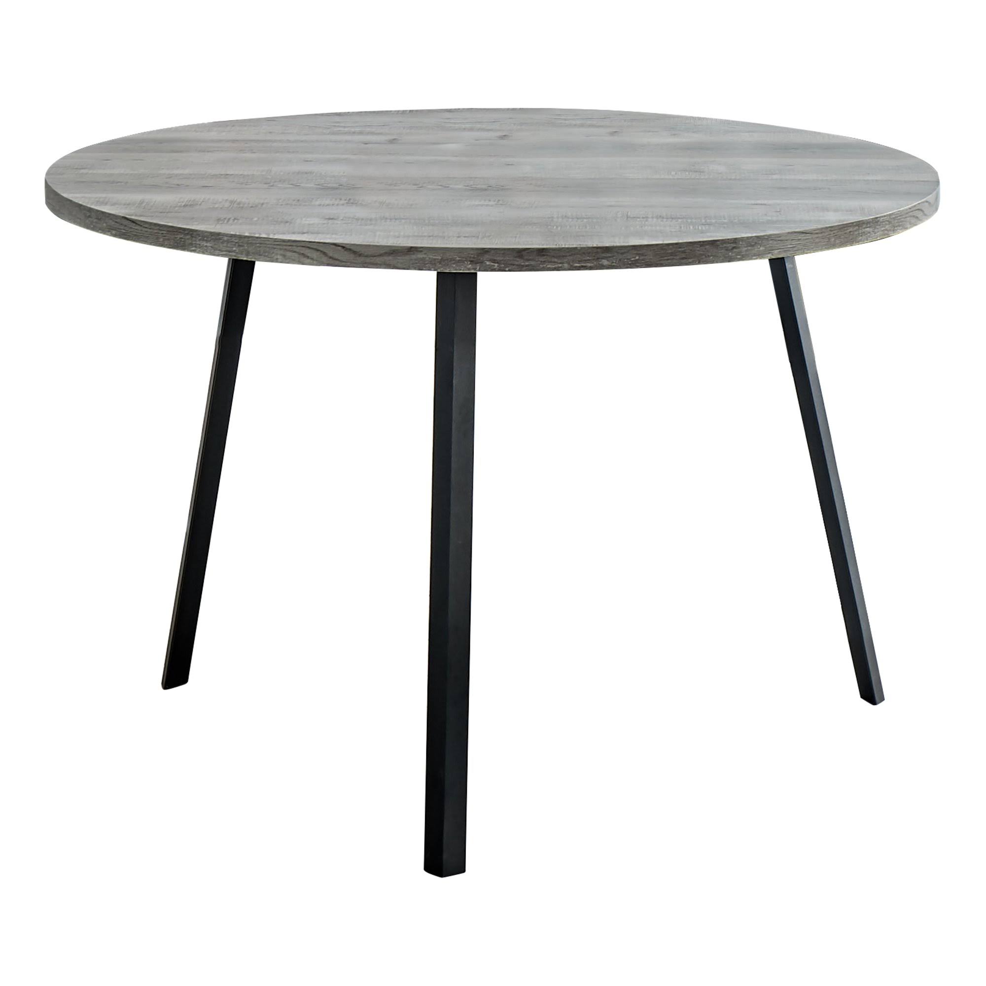 48x22 Round Dining Room Table with Grey Reclaimed Wood and Black Metal