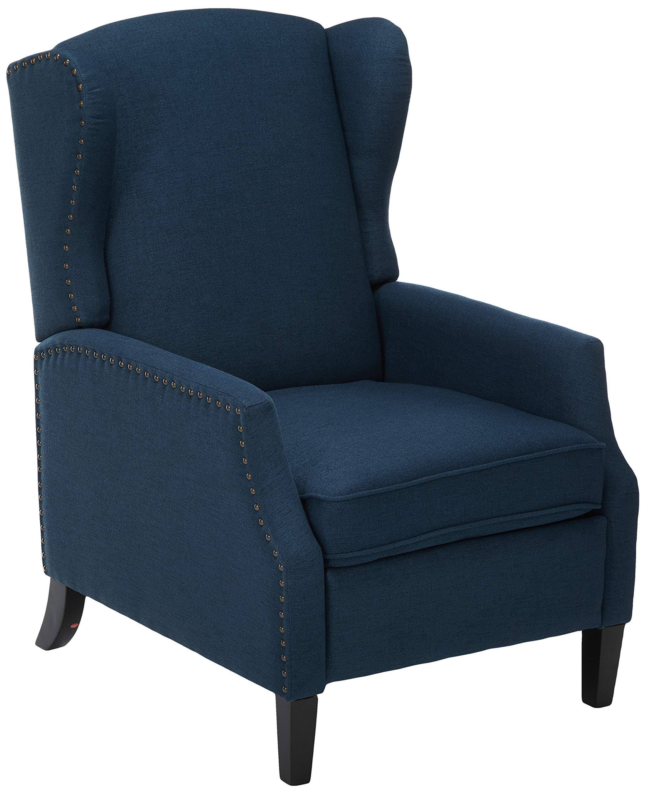 Weyland Wingback Fabric Recliner Navy Blue WXF02