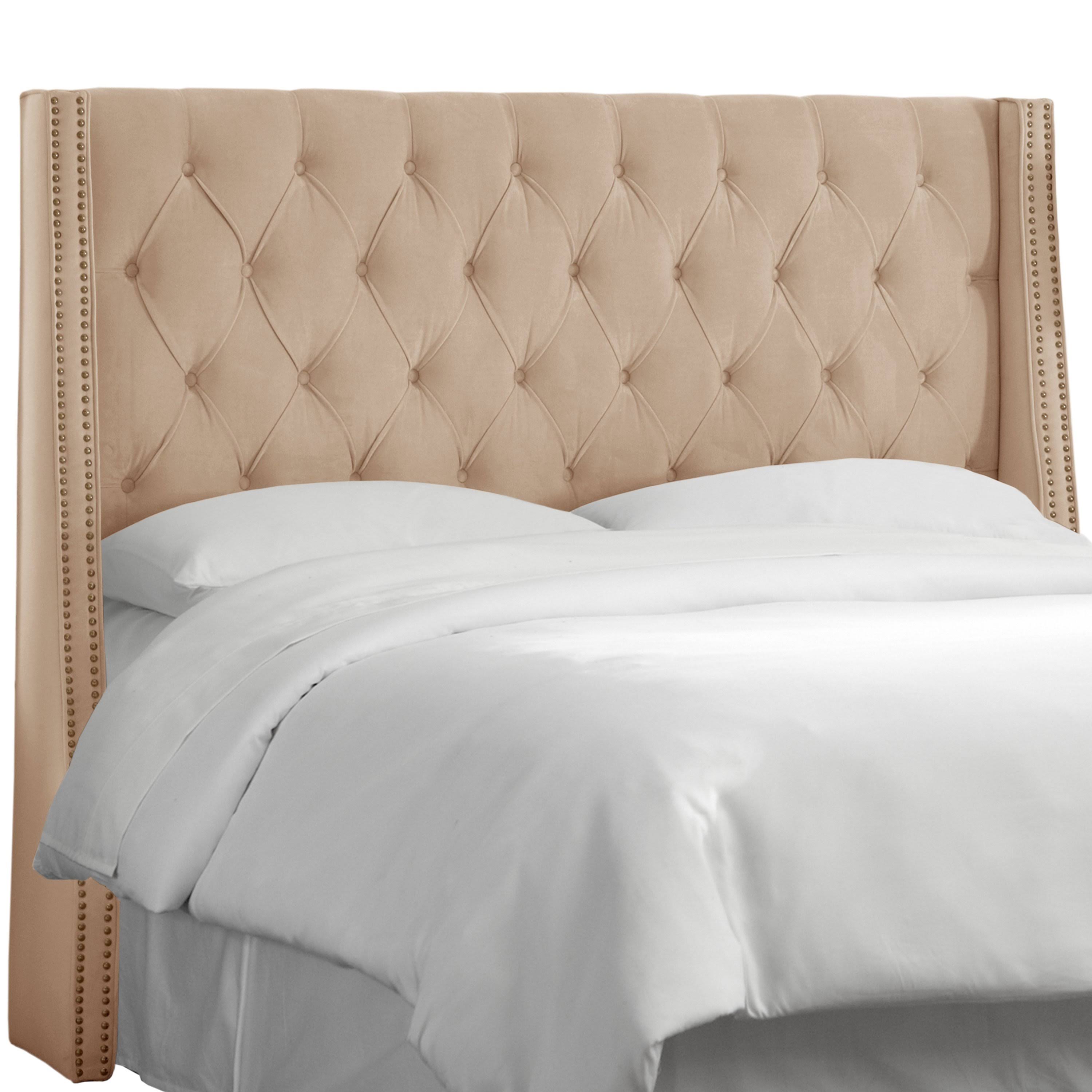 Cream Tufted Wingback Queen Upholstered Headboard Wxf 02
