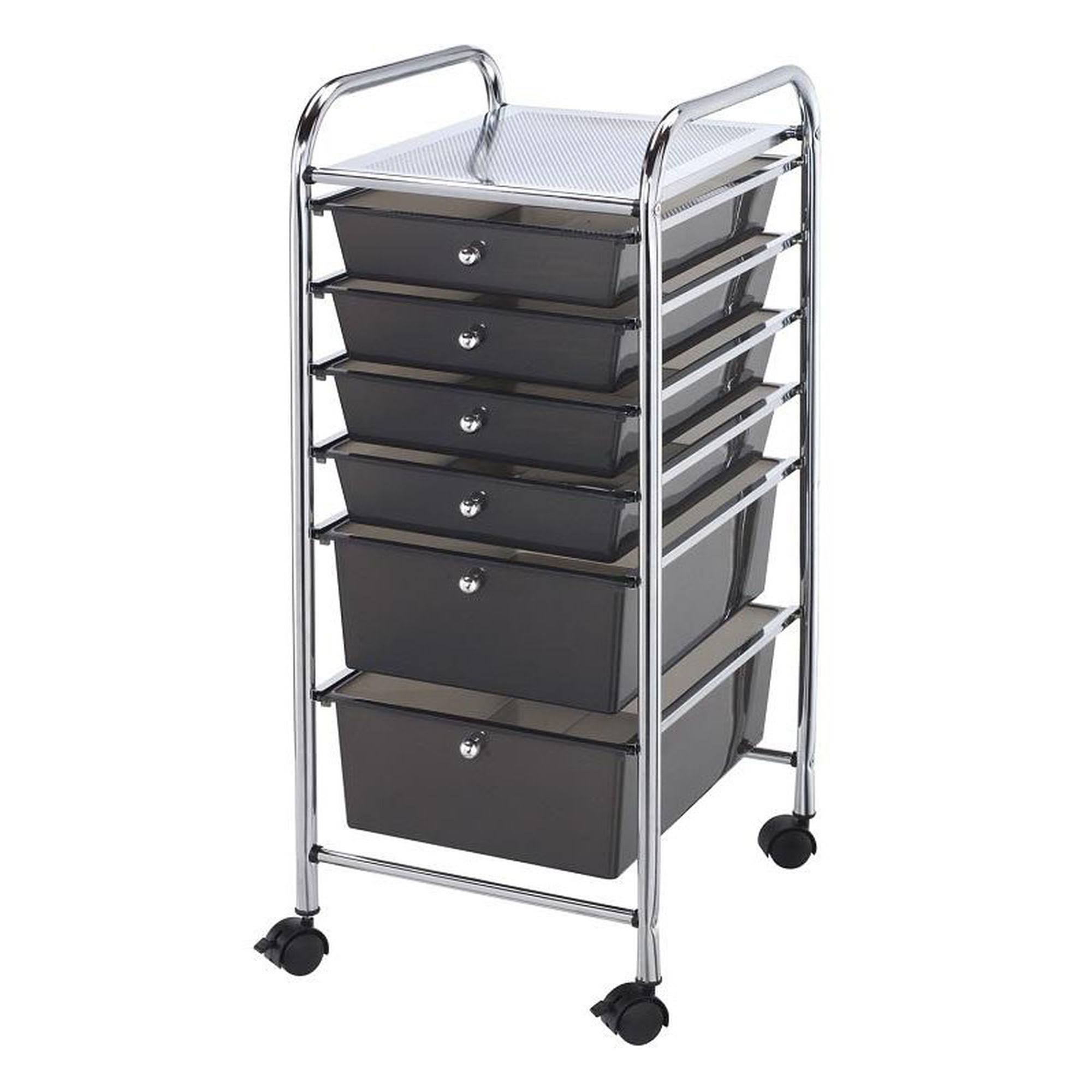 Alvin 6-Drawer Storage Cart, Smoke - WXF-02