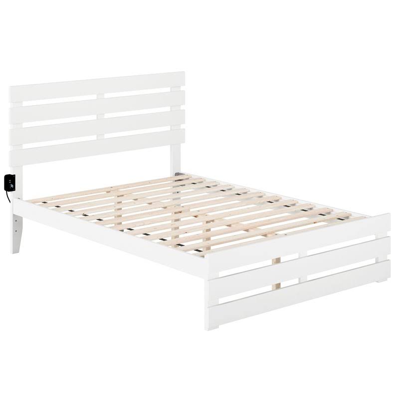 Bowery Hill Solid Wood Full Bed with Footboard in White - WXF-02