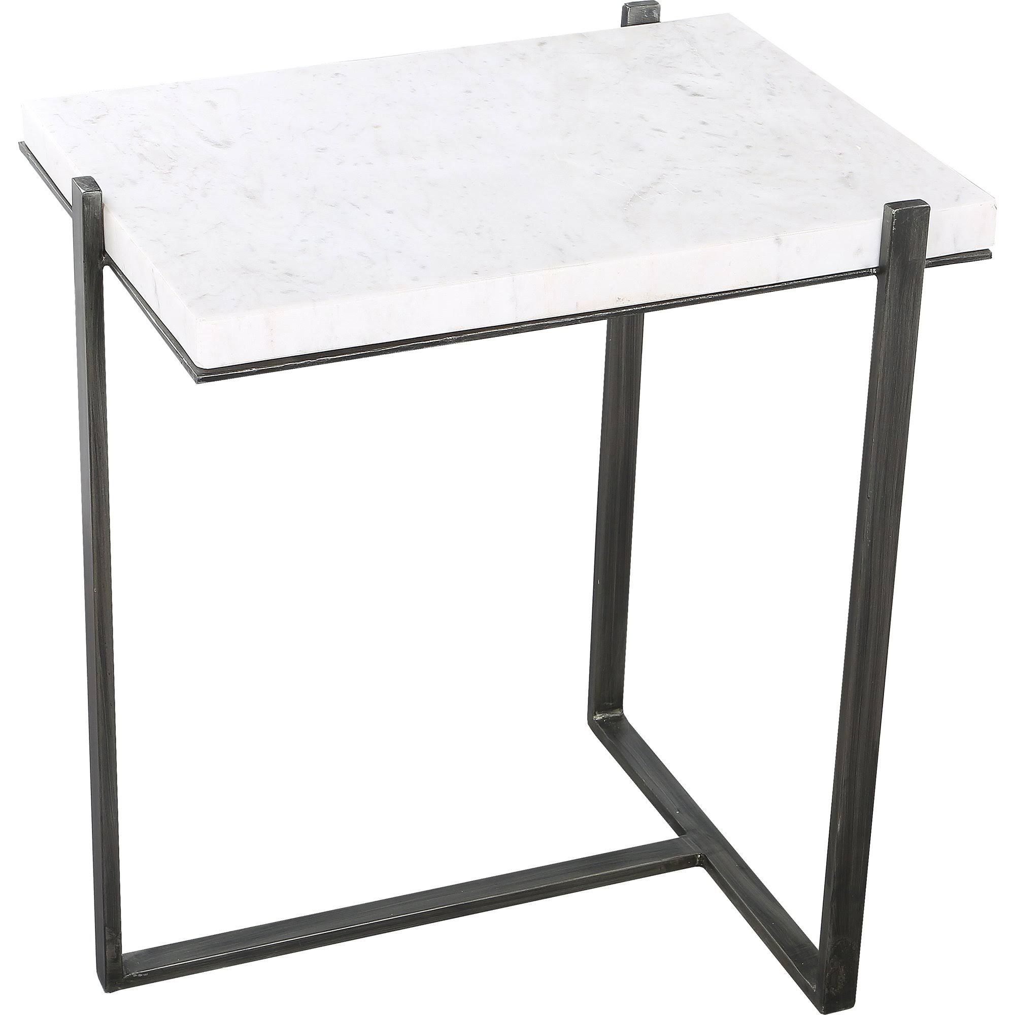 Renwil Hyder Outdoor Accent Table White Marble Gray WXF02