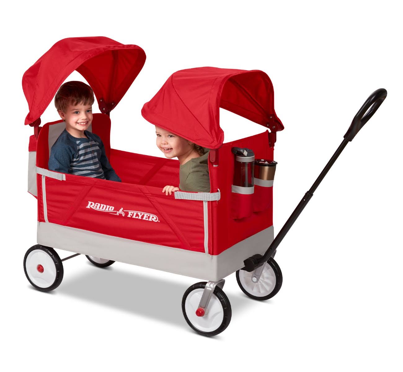 Radio Flyer, Dual Canopy Family Wagon, Adjustable Canopies with Storage ...