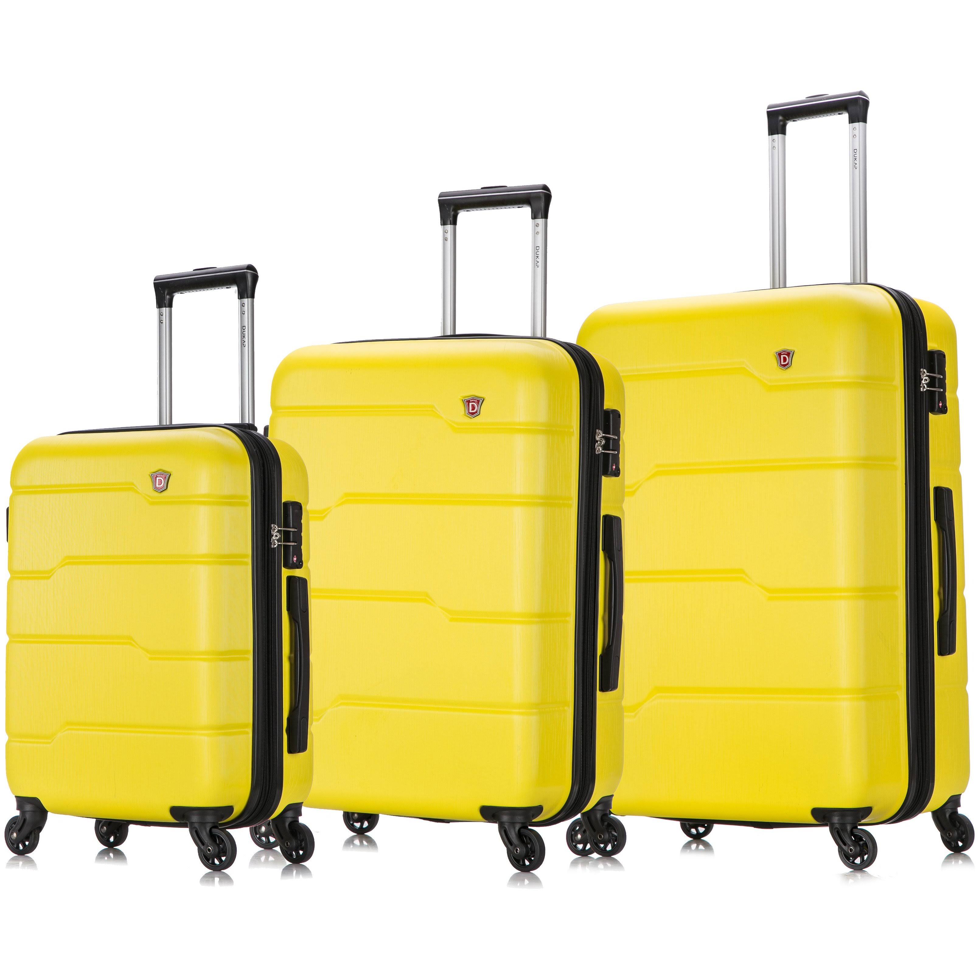 DUKAP Rodez Lightweight Hardside Spinner Luggage 3Piece Set, Yellow