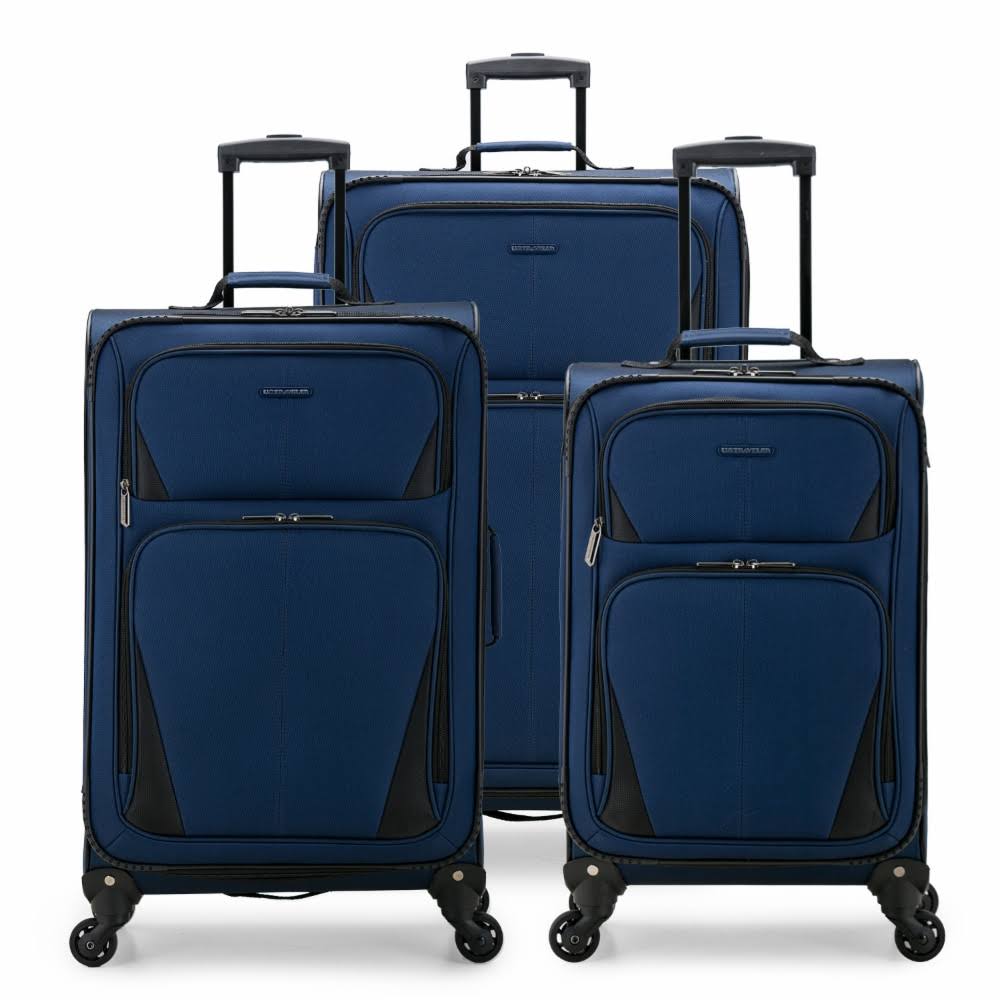 U.S. Traveler Esther 3-Piece Expandable Spinner Luggage Set - Navy - WXF-02