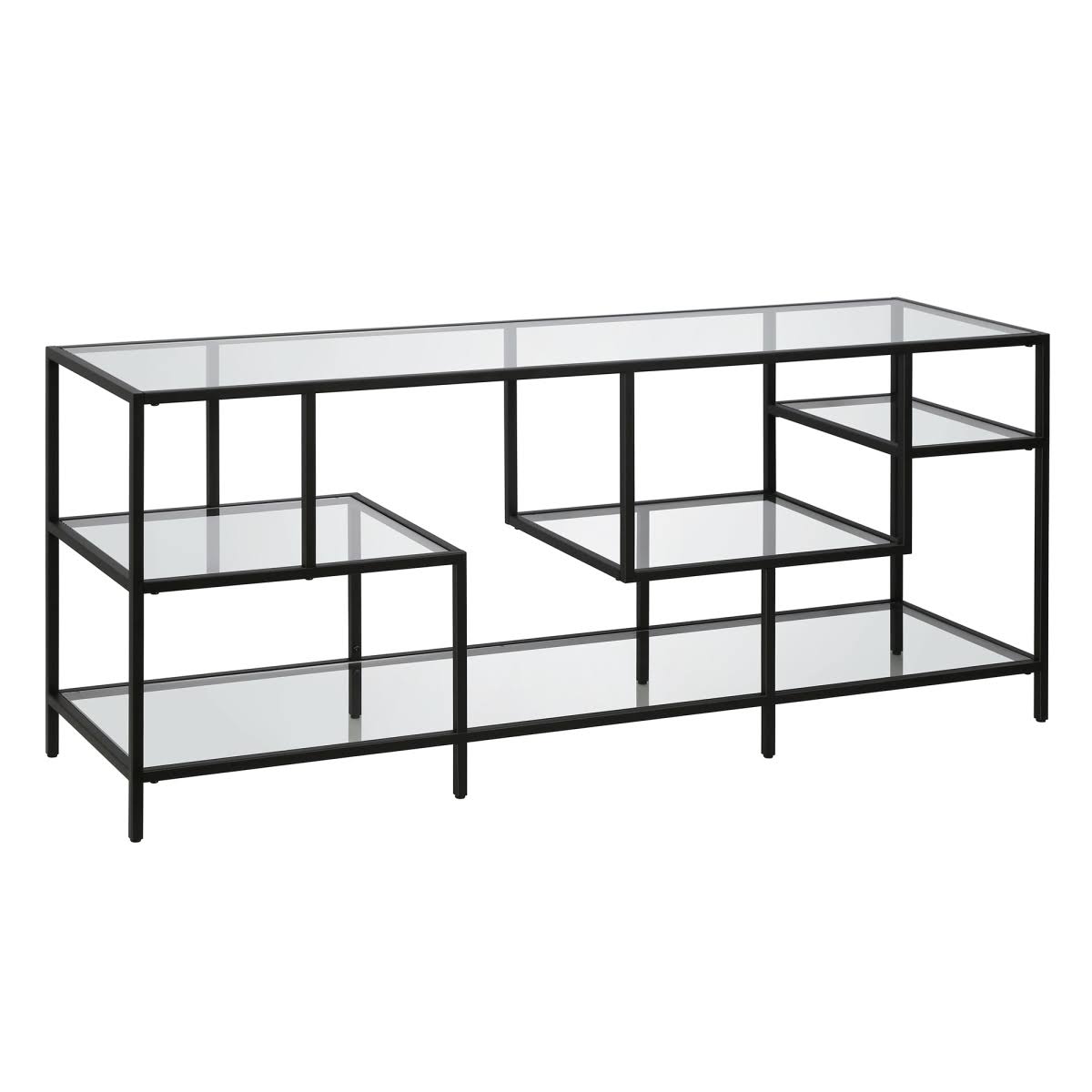 Blackened Bronze Glass Shelves TV Stand WXF02