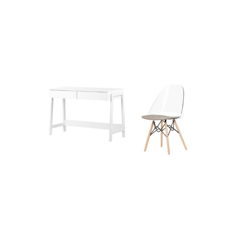 South Shore Liney White Desk and 1 Annexe Gray Eiffel Chair Set WXF02