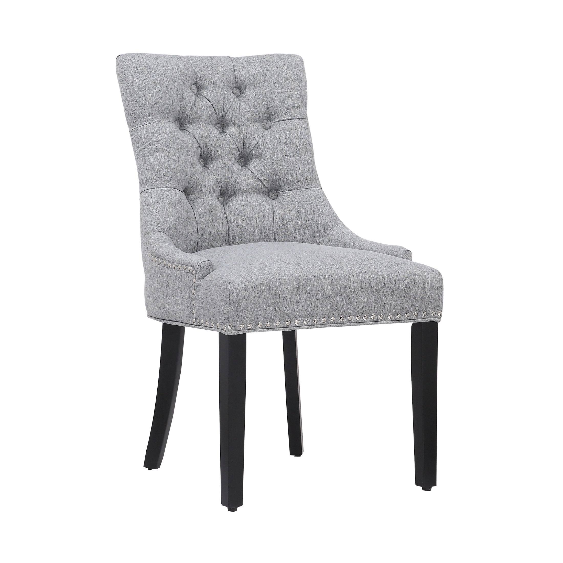Upholstered Wingback Button Tufted Dining Chair Gray WXF02