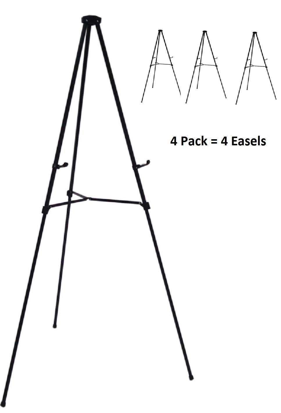 AudioVisual Direct Pack of 4 Lightweight Aluminum Telescoping Display Easel, Black (4 Pack) 4