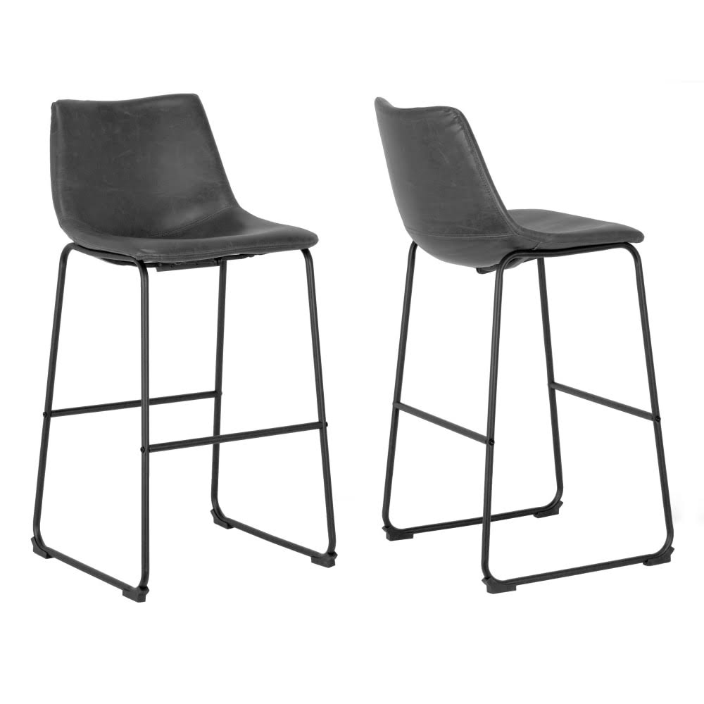 Glamour Home Adan Bar Stools, Vintage Gray/Black, Set of 2 Stools WXF02
