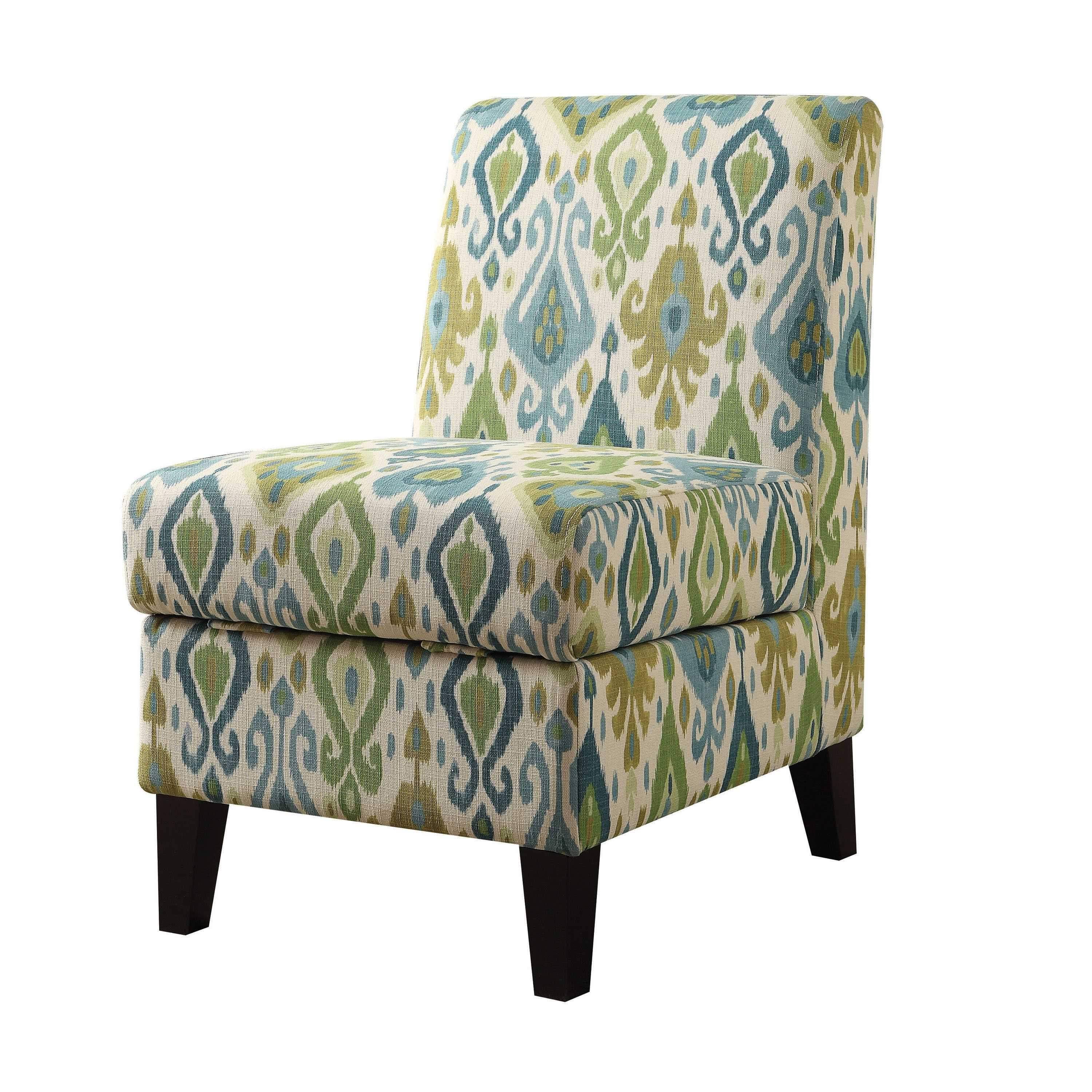Accent Chair with Storage in Green Pattern WXF02