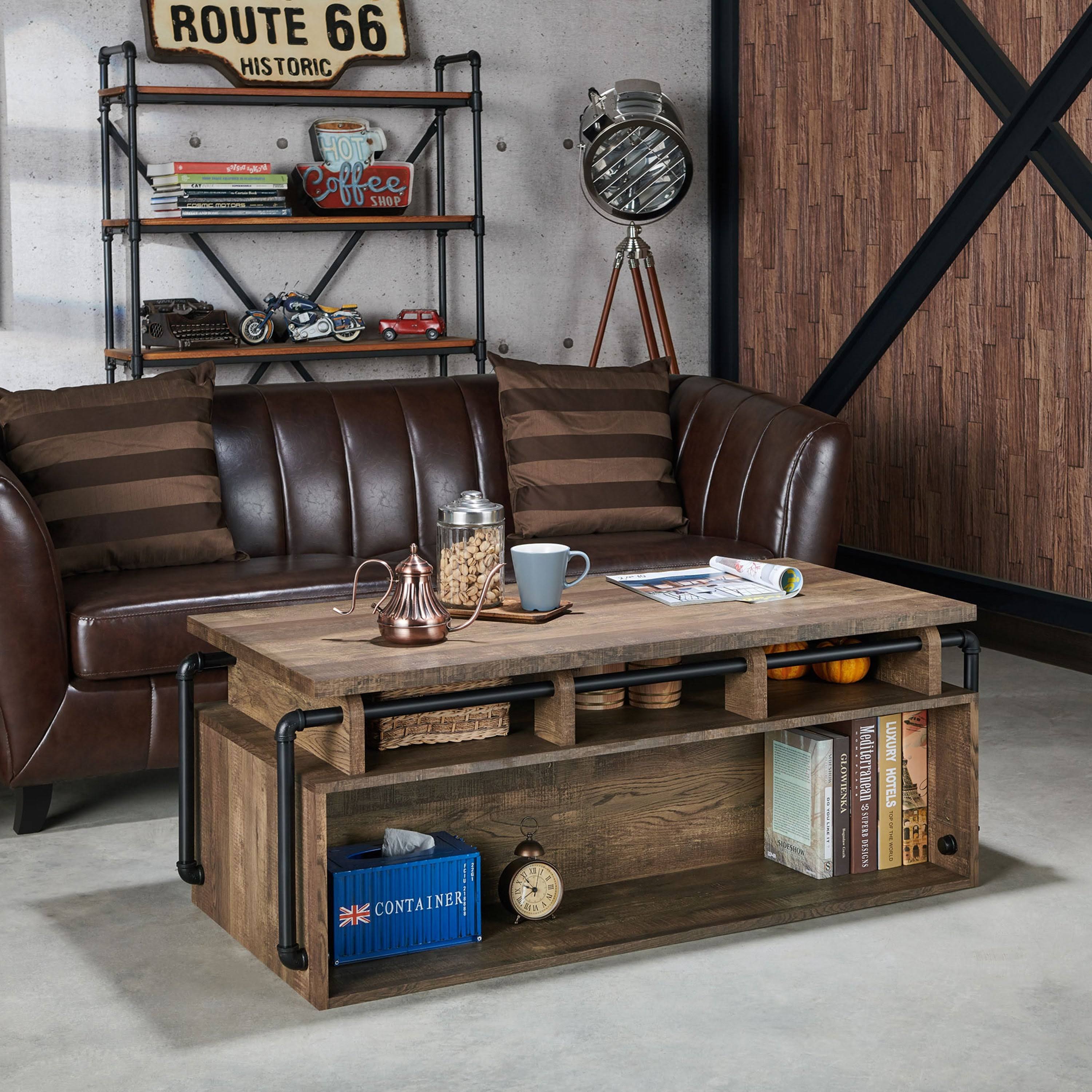 Carbon Loft Callis Industrial 52Inch 3Shelf Lift Top Coffee Table