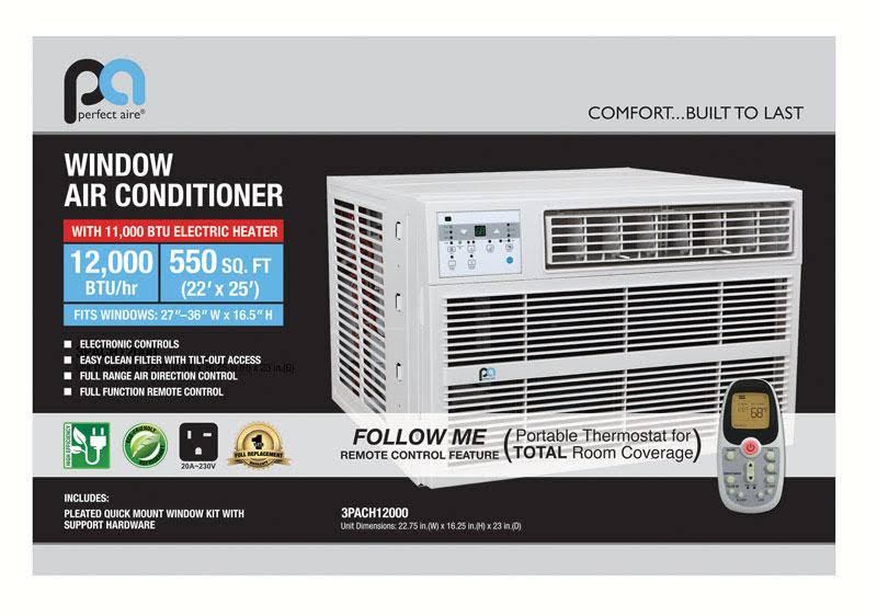 Perfect Aire 12,000 BTU Window Air Conditioner with Electric Heater