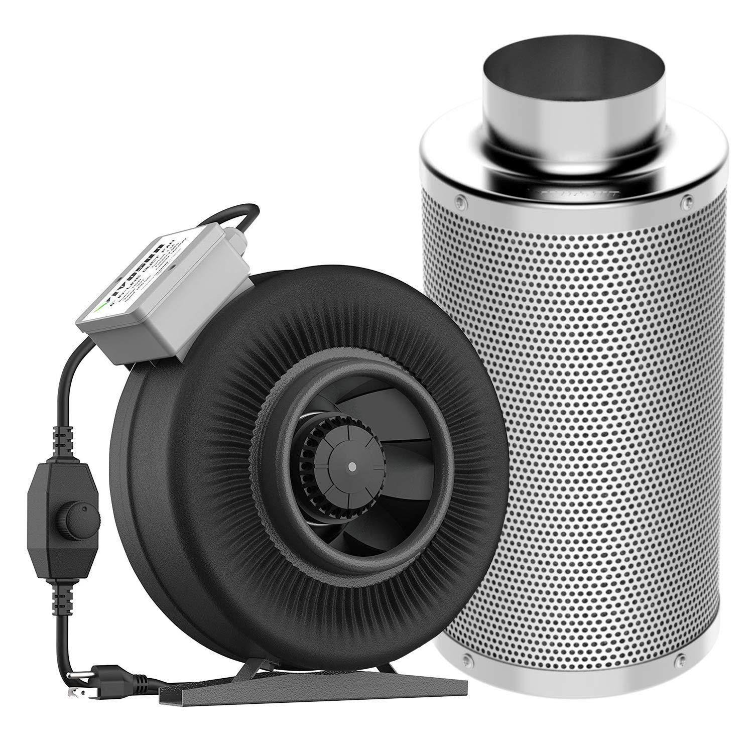 VIVOSUN 6 inch 440 CFM Inline Duct Fan with 6 inch Carbon Filter Odor