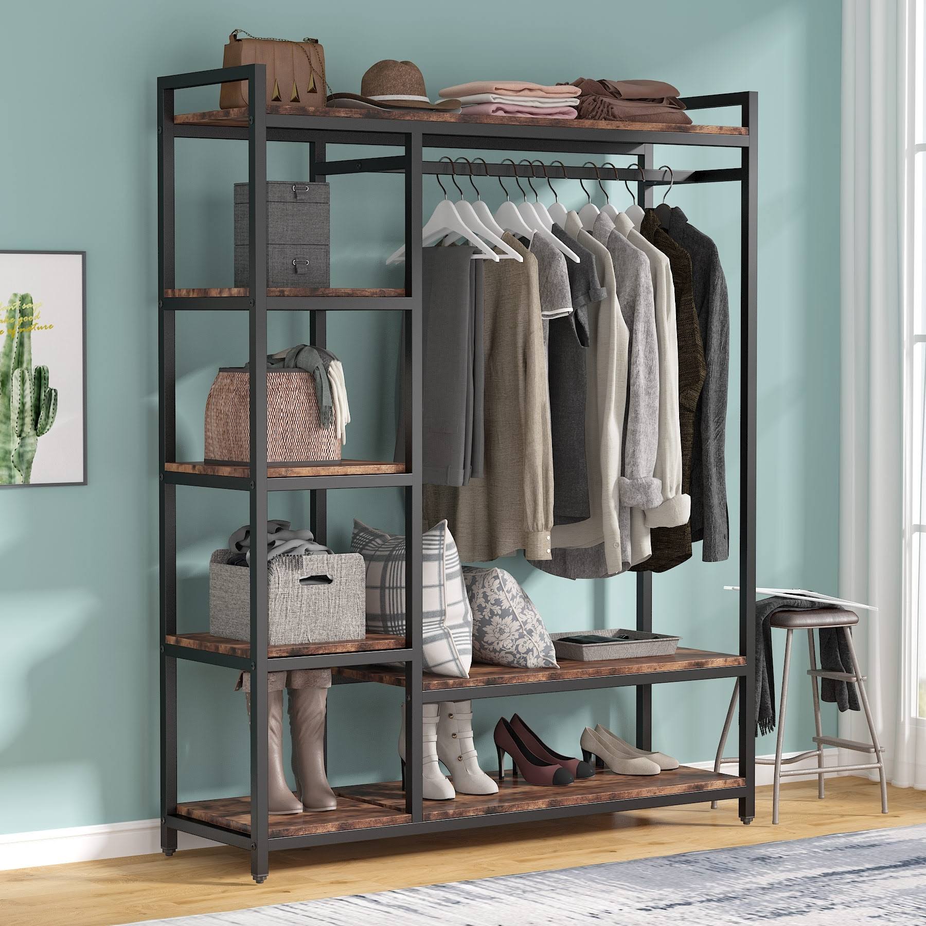 Tribesigns Free-Standing Closet Organizer With 6 Storage Shelves And ...