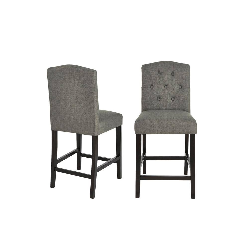 StyleWell Beckridge Ebony Wood Upholstered Counter Stool with Back and