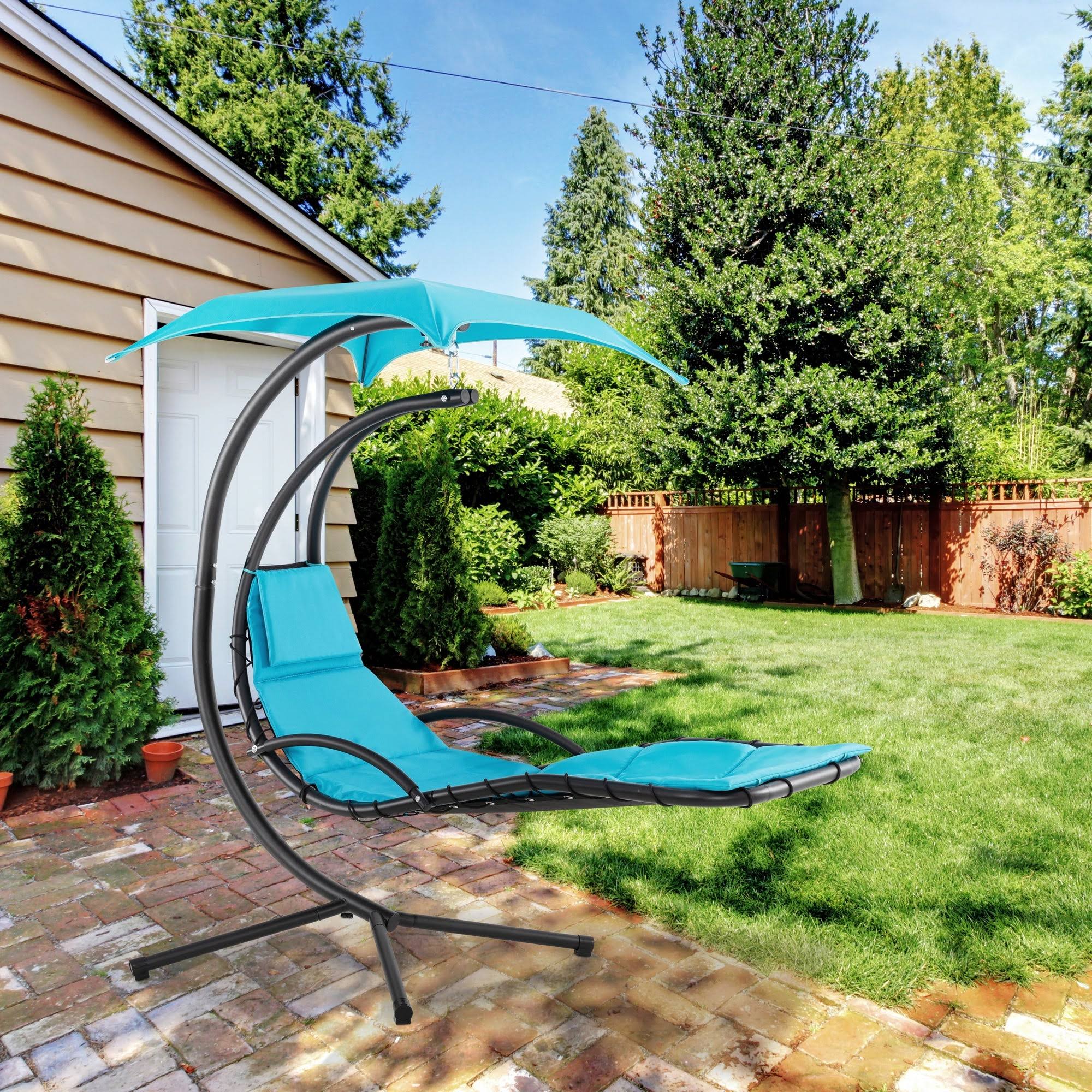 Futzca Outdoor Patio Hanging Curved Chaise Lounge Chair Floating Lounge