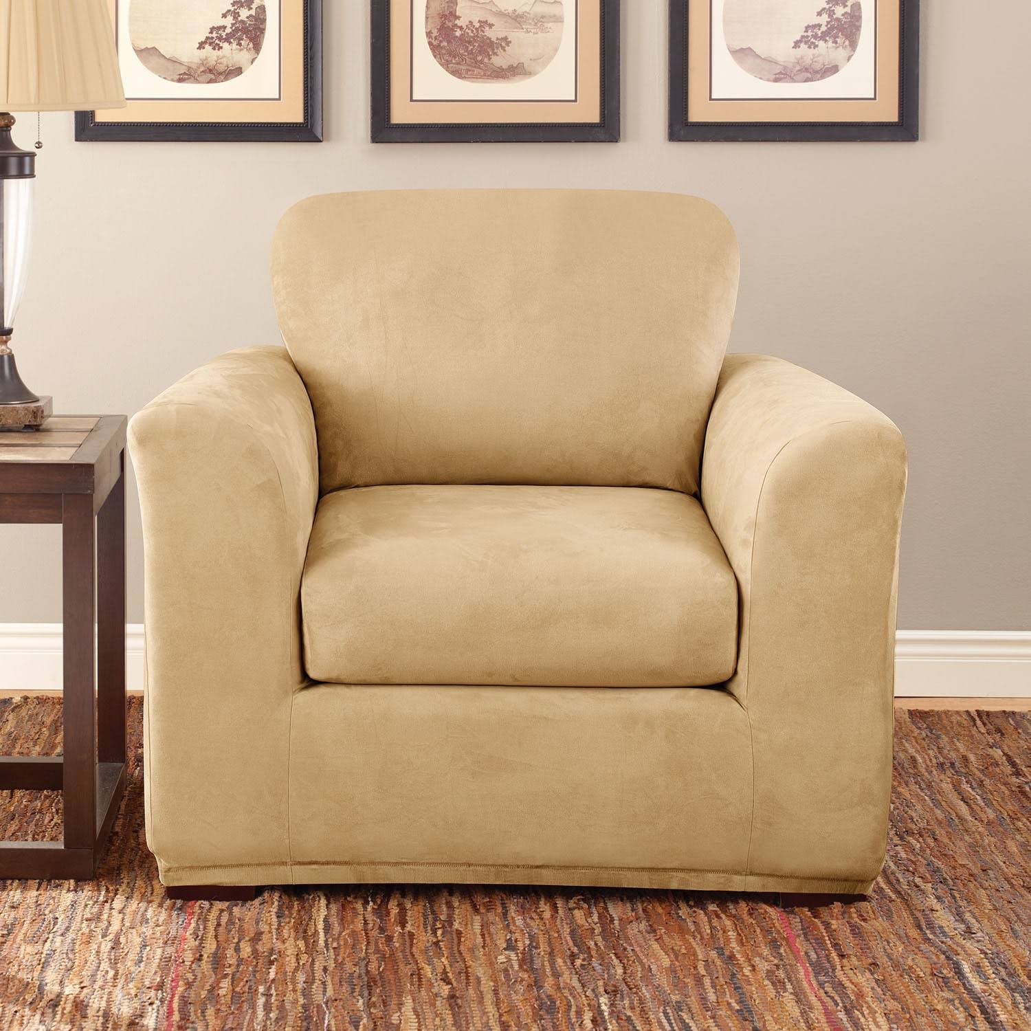 Sure Fit Stretch Suede 3Piece Chair Slipcover WXF02