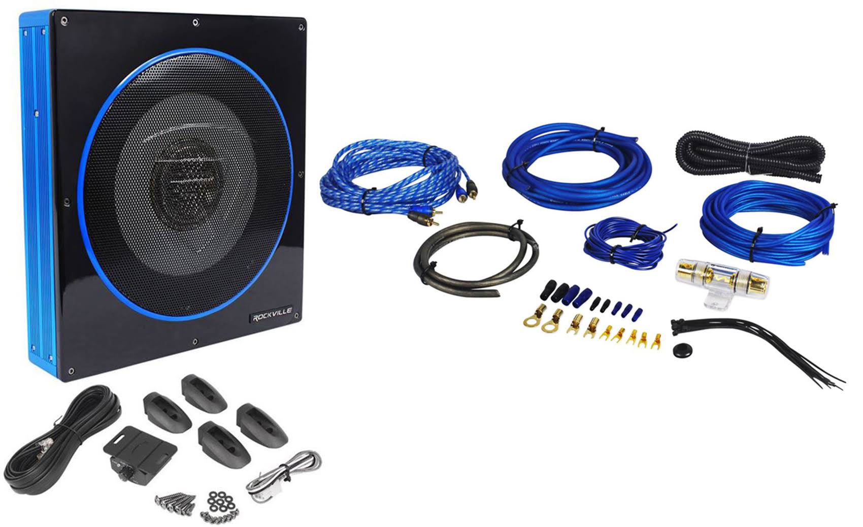 Rockville Rw10ca 10x22 800 Watt Under Seat Slim Amplified Car Subwoofer 