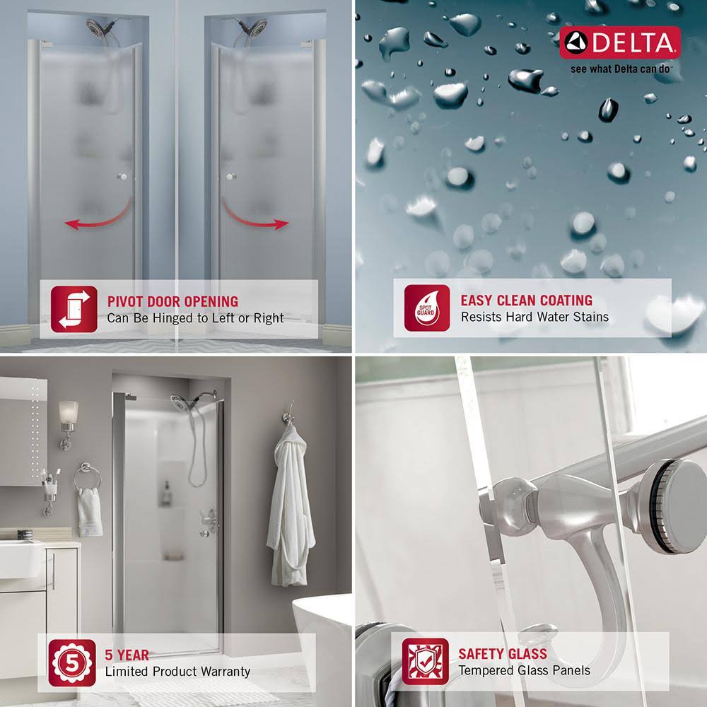 Delta Lyndall 36 in. x 643/4 in. SemiFrameless Contemporary Pivot