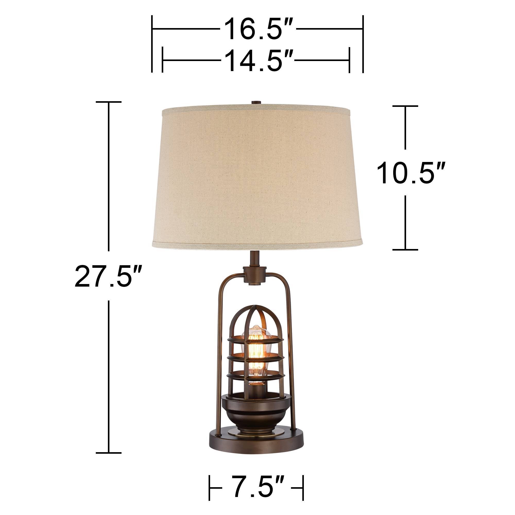 Franklin Iron Works Industrial Table Lamp with Nightlight LED Edison